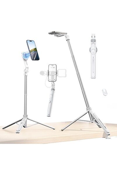 ulanzi TT88 Magnetic Tripod 57" Extendable Selfie Stick w/ Remote, 2-in-1 Phone Clip, Dual Cold Shoe