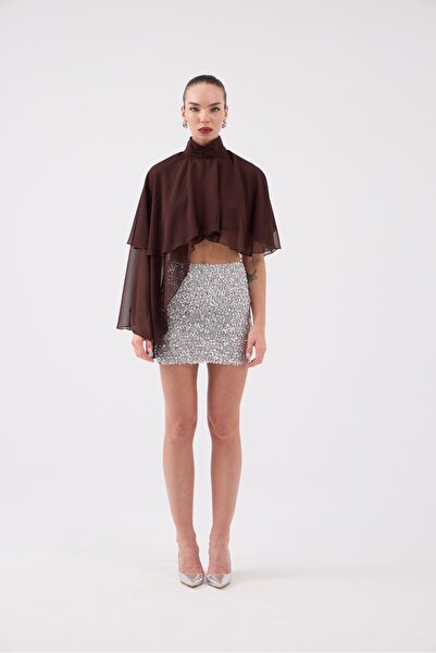 HOLLY LOLLY Sequined Mini Harley Skirt Gray