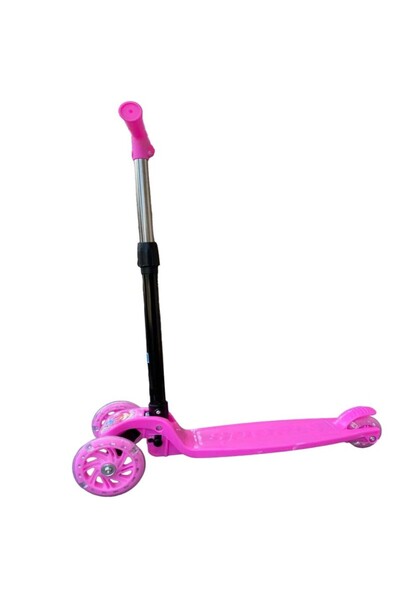 PROCART Children's scooter, foldable, 3 wheels with multi-colored LED lights, adjustable height, pink