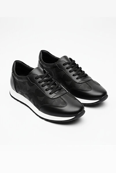 Martinetto Black Camouflage Detailed Men's Sneaker Thick Soled Lace-Up Casual...