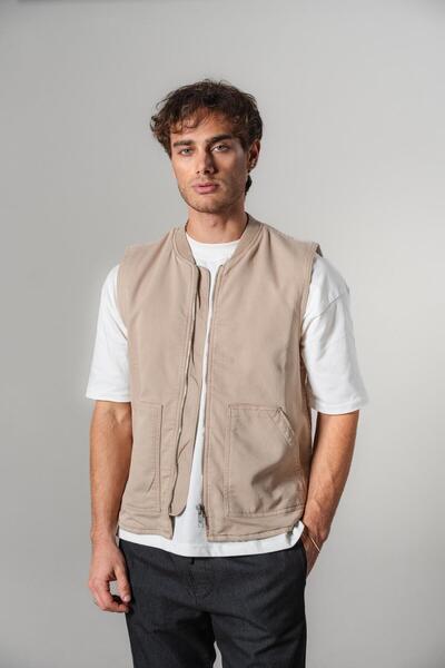 R8 STUDIOS CASUAL BEJ YELEK R8-V-4079-4