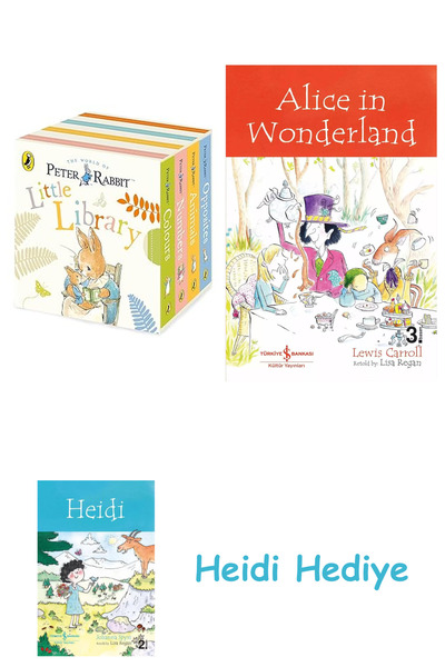 Bloomsbury قصص بيتر رابيت: المكتبة الصغيرة + أليس في بلاد العجائب + هايدي