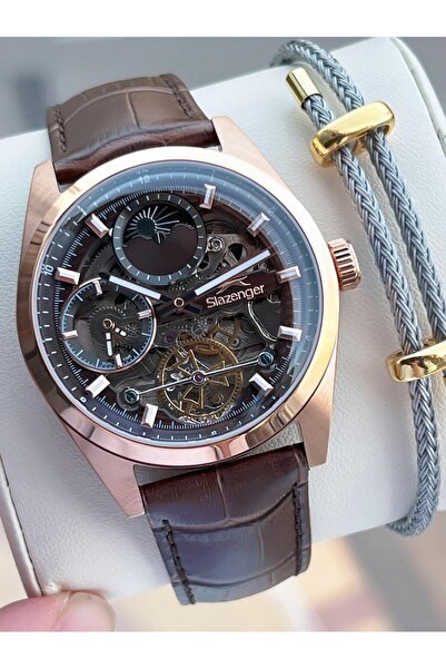 Slazenger Men's Wristwatch Esl.2559.4 with Automatic Serial Moonlight and Sun Dial Italian Bracelet Gift