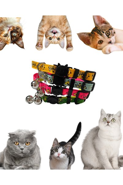 Royalist Colorful Patterned Adjustable Cat Collar 10 mm 18/28 cm - with Bell, Secure Buckle