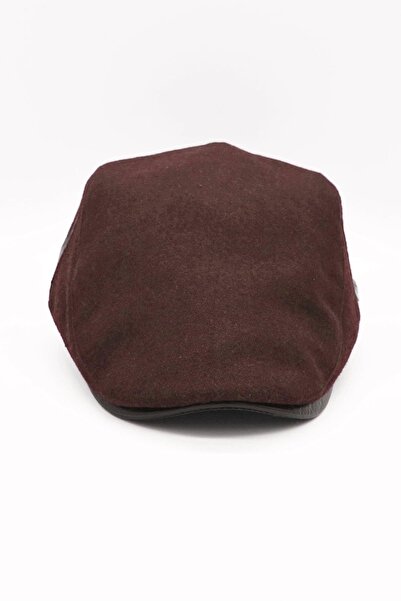 Külah Men's Hat Woolen Textured Sports Cap with Leather Accessories