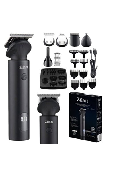Zilan ZLN 8672 Hair Clipper, 6 Heads, 7 Cutting Levels, 170 min Battery, Black