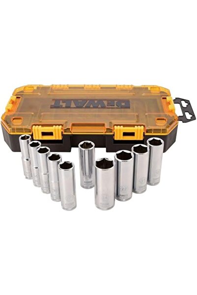 Dewalt طقم مقابس عميقة بمقياس متري DWMT73815 (10 قطع)، 1/2 بوصة