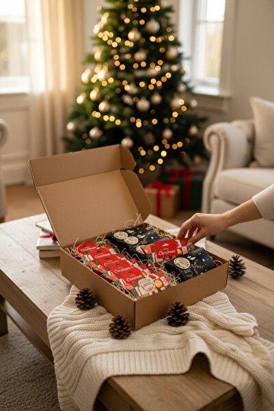 DRY Assorted festive gift box: 5 roasted almonds 100g & 5 mixed nuts, cranberries and peanuts 50g