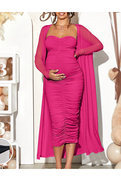 Sheya Shein Dress and Cardigan Set, pink