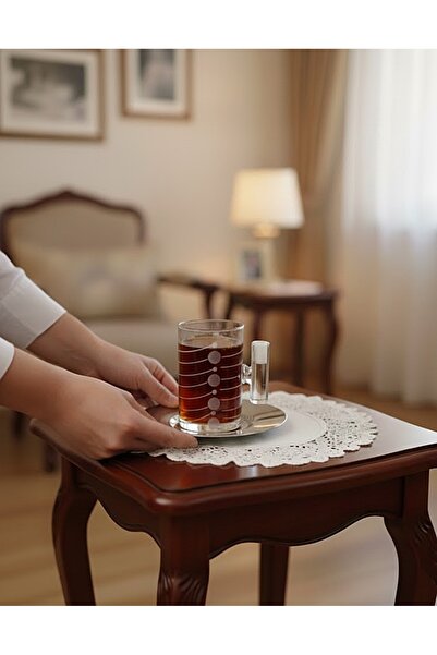 DECOSTYLE 18 Piece Modern Glass Tea Set with Steel Plate |   Premium Hospitality Luxury Presentation Set