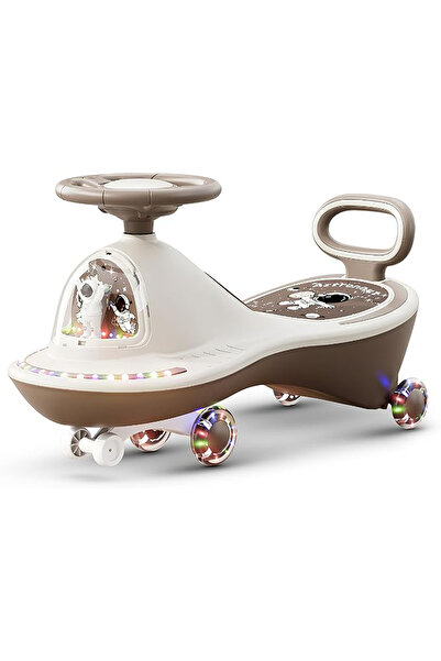 PLAYZO سيارة أرجوحة للأطفال مزودة بعجلات مضيئة وموسيقى - توجيه بزاوية 360 درجة، ومسند ظهر، وقيادة سلسة