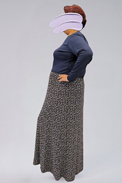 MİNUSA DESİGN Viscose Civil Patterned 8 Piece Long Women's Prayer Skirt