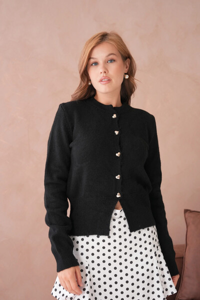 Park Karon Women's Crew Neck Button Detailed Knitwear Cardigan