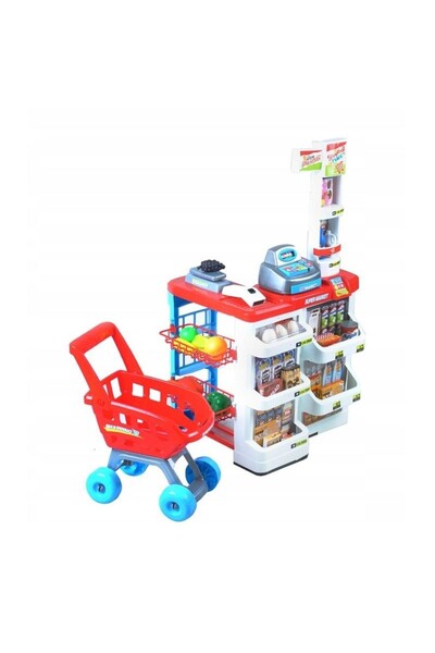 PROCART Supermarket set, 24 accessories, lights, sound effects, shopping cart, cash register, 82x50x44 cm