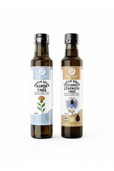 Panacea Organic 250 ml Organik Çörek Otu Yağı ( Çörekotu ) + 250 ml Aspir Yağ...