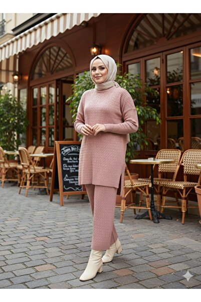 hanımeli Saç Örgü Tesettür Triko Takım