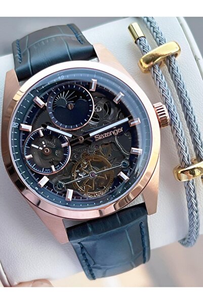 Slazenger Men's Wristwatch Esl.2559.6 with Automatic Serial Moonlight and Sun Dial Italian Bracelet Gift