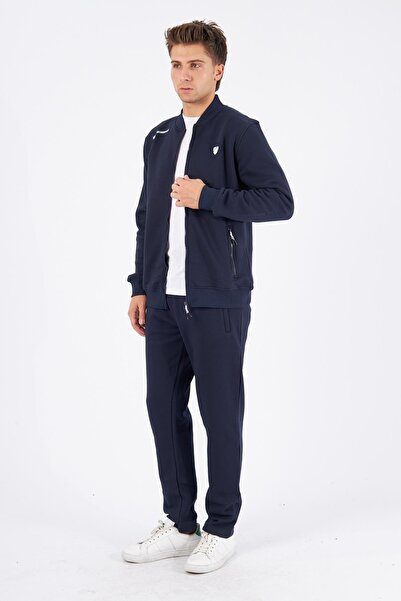 Marco Ferry Fleece-Lined 3 Thread Winter Tracksuit Set Navy Blue 5721-L