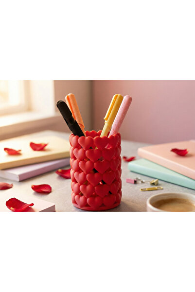 Grifon3D حامل أقلام ثلاثي الأبعاد بنمط قلب مزخرف - هدية مكتبية جمالية