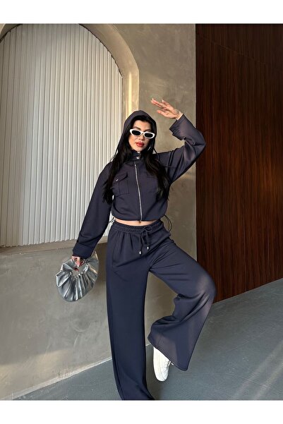 salome butik Zippered Top and Wide-Leg Pants - Set