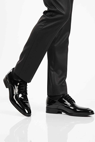 Fosco Μαύρα λουστρίνια ανδρικά κλασικά παπούτσια από γνήσιο δέρμα 3265 M