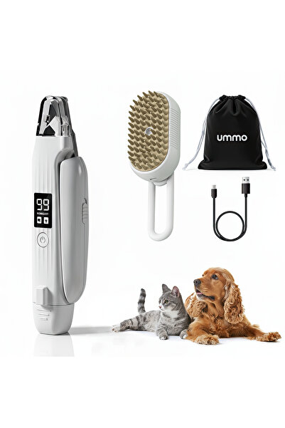 ummo Pila unghii animale UMMO®, set 3in1 cu cleste si perie abur, silentioasa...