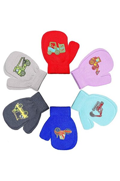 OEM Set 6 perechi manusi elastice SATINIOR, multicolor cu model din tricot pentru copii, 3-5 ani,