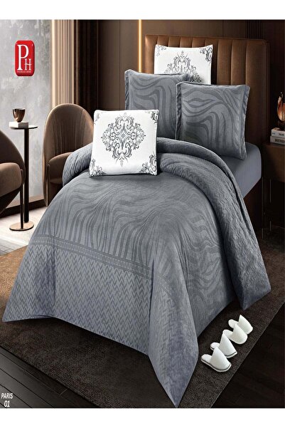 panorama home 10-Piece Luxury Velvet Embossed Royal Bedding Set for Double Bed (200x200 cm)
