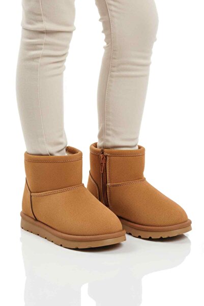 pepino Tan Fur Lined Zippered Girls' Boots 2096 P