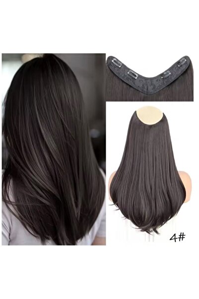 OEM Hair Extensions with 4 Clips, V Shape Half Head, Brunette, 45 cm