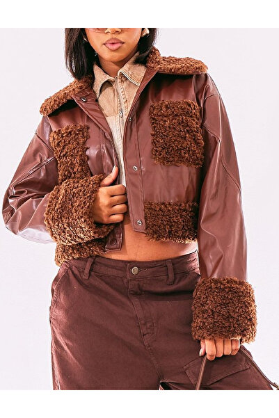 Pretty Little Thing PRETTYLITTLETHING faux leather jacket, brown