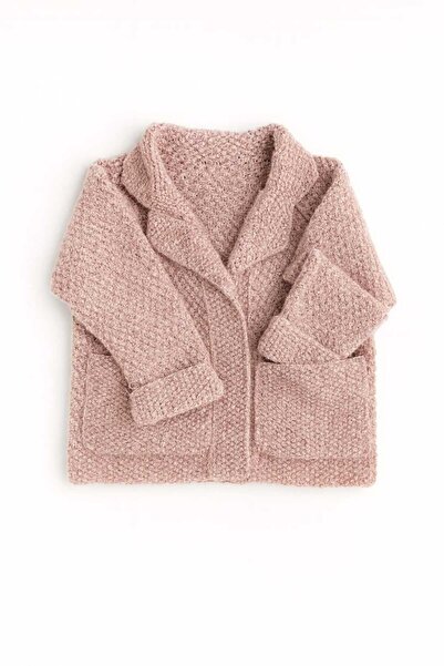 Duru Elegance Pembe Kış El Örgüsü ceket