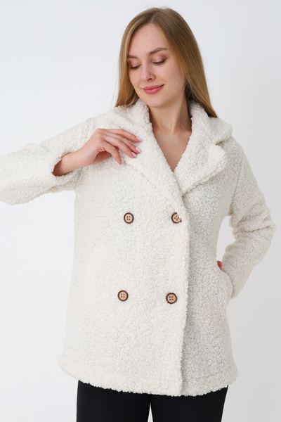 İntensive Жіночий кардиган з довгими рукавами, коміром-стійкою, кишенями на ґудзиках та плюшевою підкладкою