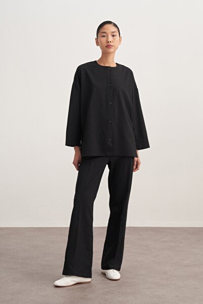 EBU Prive Women's Gabardine Palazzo Pants Black