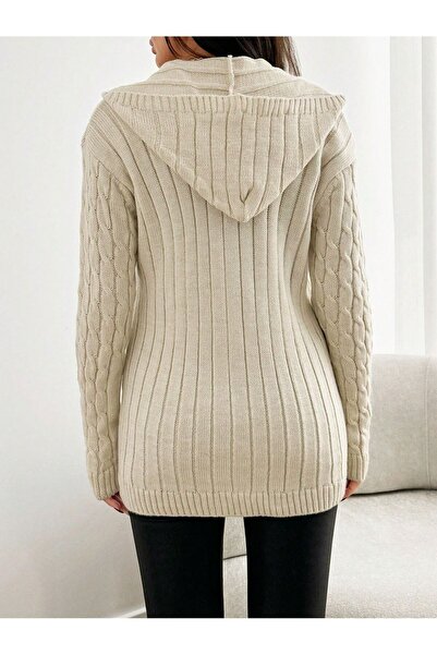 WE AND ME Women's Knitwear Hooded Zippered Cardigan Standard Size