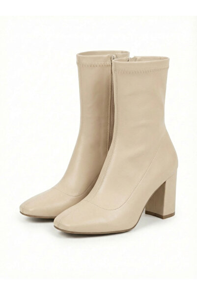 Brielfy Dire Stretch 7 cm Heeled Blunt Toe Zippered Women's Boots