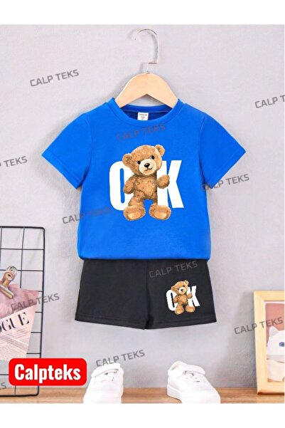 CALP TEKS OKAYI ПЕЧАТЕН ЛЕТЕН КОМПЛЕКТ ШОРТИ-ТЕНИСКА ЗА ДЕЦА