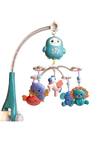 Doris Blue Penguin musical carousel with remote control and universal attachment, removable toys with rattle