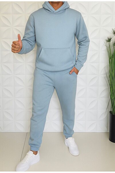 WENMİNG Ανδρικό σετ φούτερ και αθλητικό παντελόνι από βαμβακερό ύφασμα με μαλακή υφή 3 κλωστών