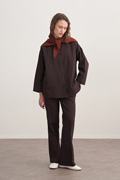 EBU Prive Γυναικεία Gabardine παντελόνι palazzo Καφέ