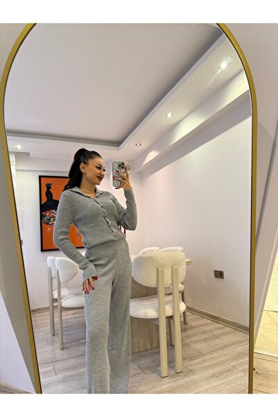 Gamze Ege Fashion Triko takım gri