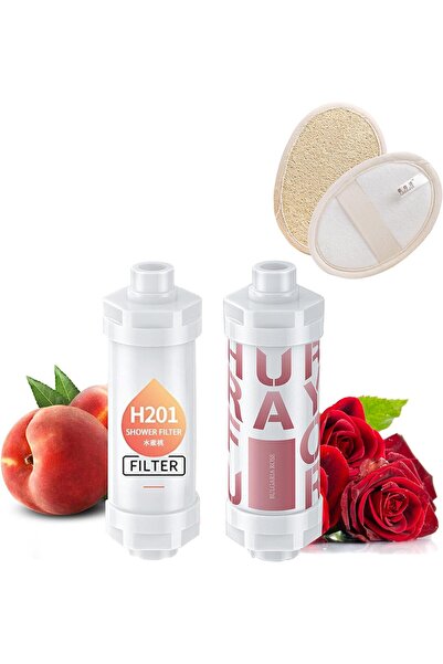 Hope مجموعة فلتر الاستحمام من 3 قطع (برائحة الورد والخوخ + ليفة)