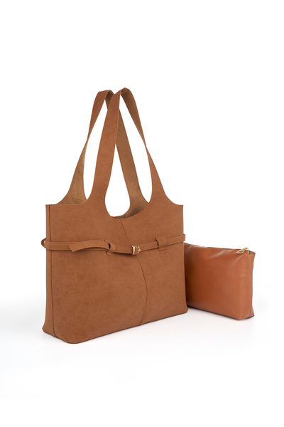 KOÇAK ÇANTA Women's Suede Handbag and Women's Shoulder Bag with Magnet Closure and Makeup Bag