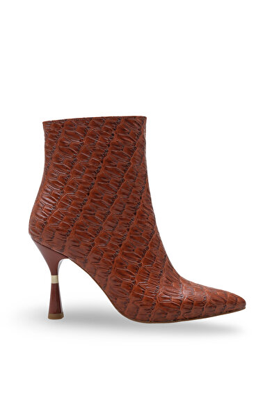 Women Lay-z Women's Tan Crocodile Patent Leather Pointed Toe 9.5 cm Heel Boots Offer a Stylish and Modern Posture