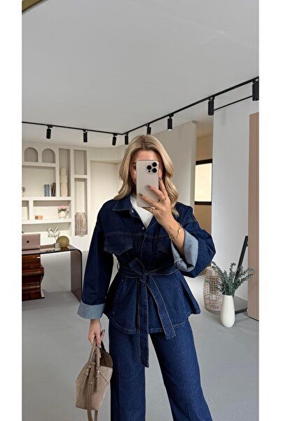 Sezgi Tekin Bf Straight Jean Suit with Flap Pocket Jacket