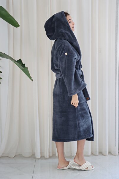 CAKKATEX Wellsoft Plush Extra Soft Hooded Long Dressing Gown with Pocket Detail