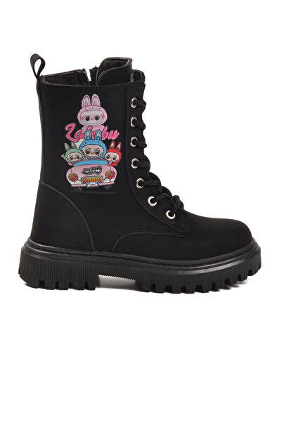 AYAKMOD Black Emerald Fur Inside Lace up Zippered Girl's Boots 2005 F