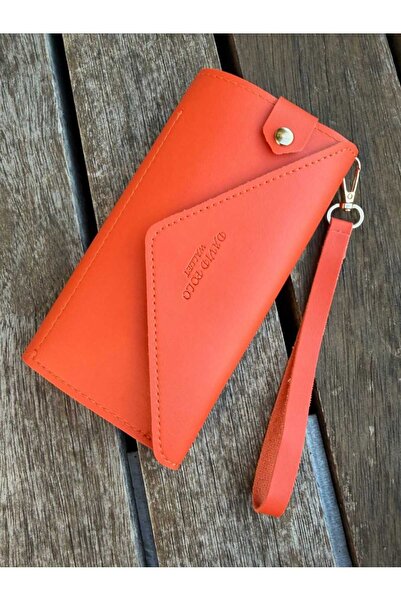 ÖZÜM TAKI Women's Wallet with Phone Compartment Orange
