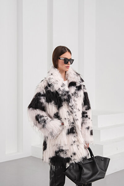 BLUE DAY'S Women's Long Artificial Faux Fur Coat – Trend Pattern