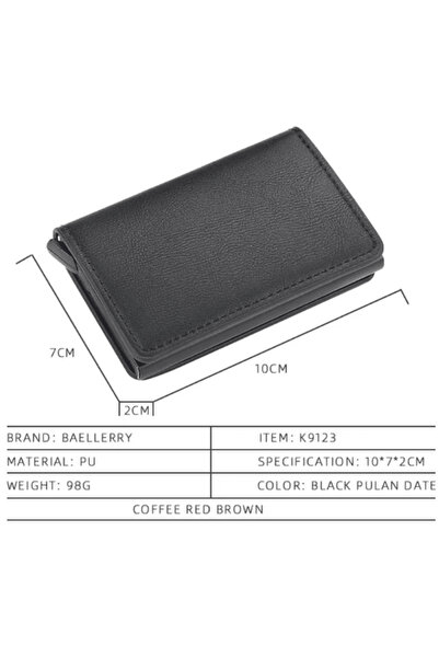CRM Slim Leather Wallet with Aluminum Card Holder, CRM, RFID Protection, Black